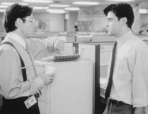 peter and bill facing each out in office space movie